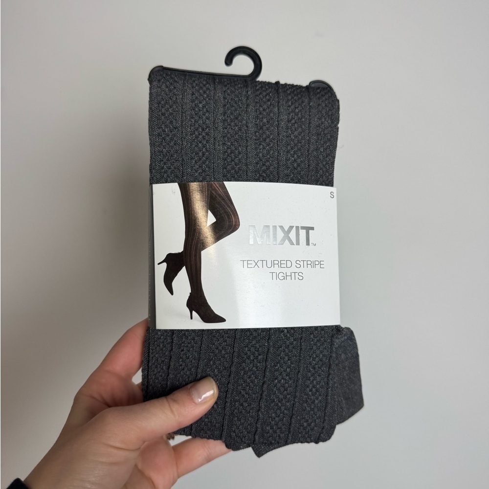 Mixit Textured Stripe Tights - Gray